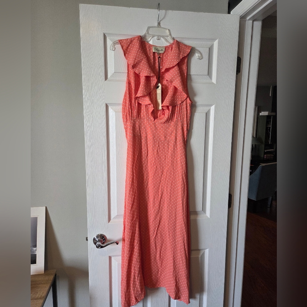 Cleobella Coral Polka Dot Maxi Dress‎
